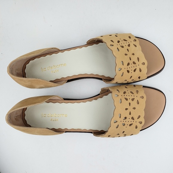 Liz Claiborne Flex Tan Leather Open Toe Shoes 8 M - Picture 6 of 8